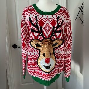 No Boundaries Reindeer Christmas Sweater, Size XL (15-17)
